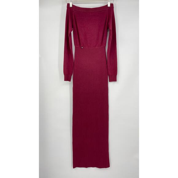Michael Costello x REVOLVE | NWT Off Shoulder Bodycon Maxi Dress in Maroon XS - Picture 2 of 13